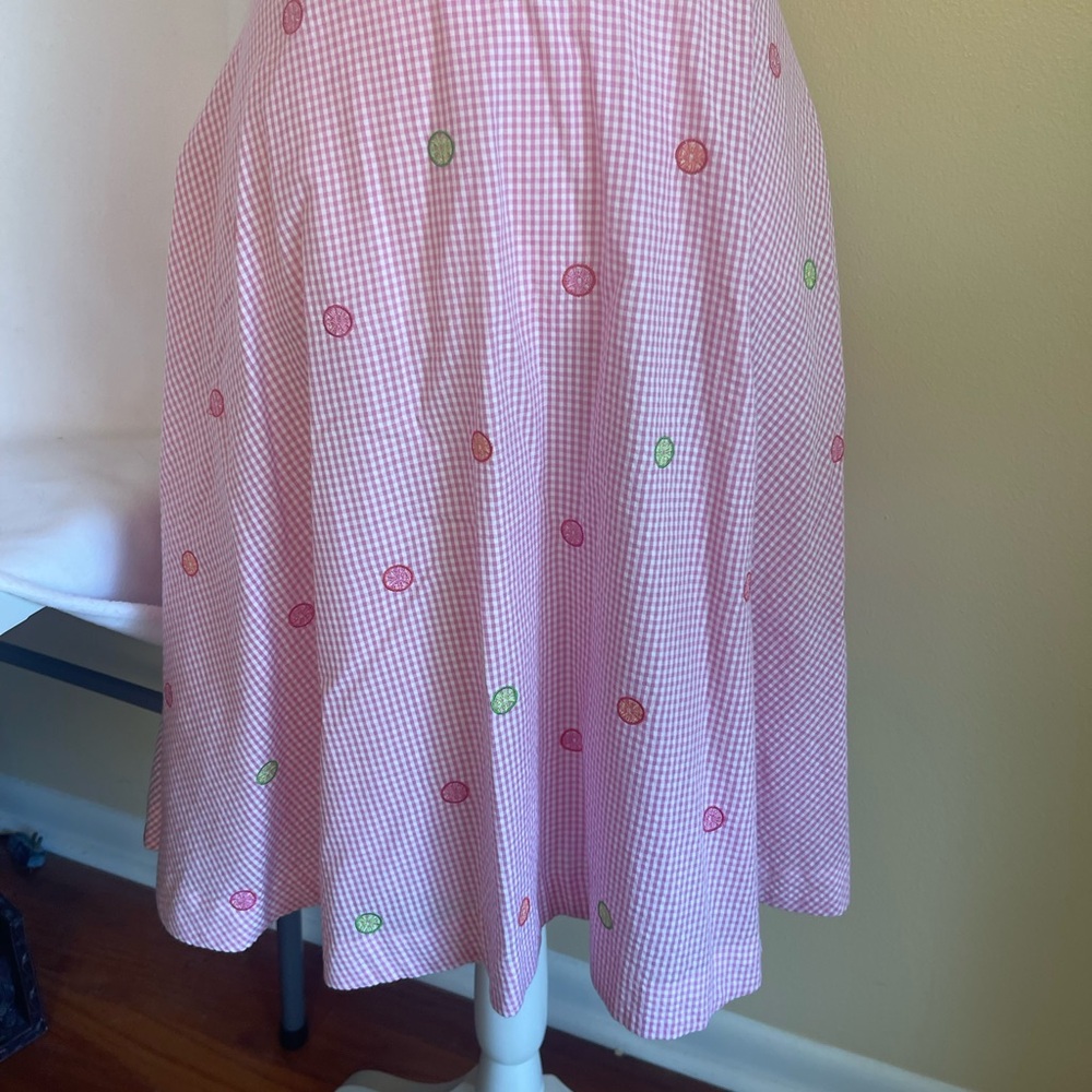 Vintage Lilly Pulitzer Pink Gingham Citrus Halter Dress Sz 0 Fit & Flare Resort - Picture 13 of 14